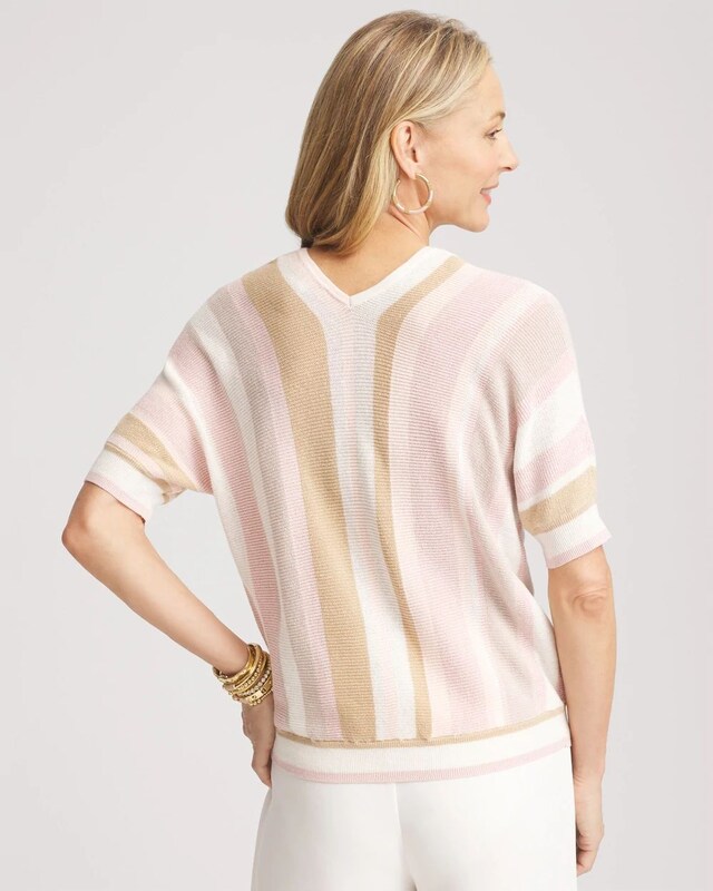 Stripe V-Neck Pullover Sweater - image 3